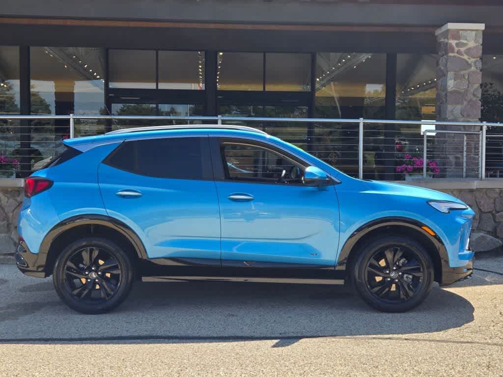 2025 Buick Encore GX Sport Touring in Aquamarine Blue Metallic — front three-quarter view